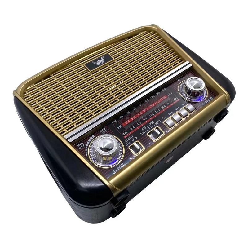 Rádio Retrô Antigo Vintage Fm Am Usb Aux Sd Pendrive Lanterna Recarregável Altomex