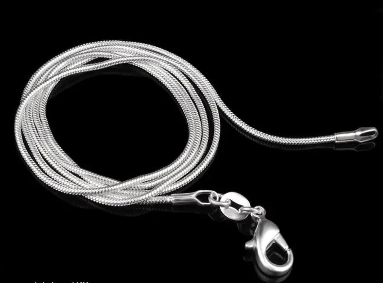 1mm 925 prata esterlina corrente a moda tira, colar corrente de cobra PREMIUM unissex